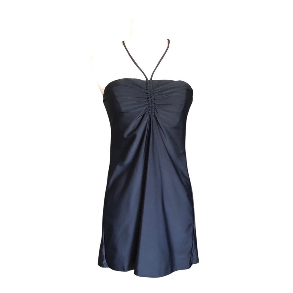 Andie Waikiki Swim Cover Up Black Small Ruched Halter Bandeau Beach Dress NWT - Picture 2 of 13
